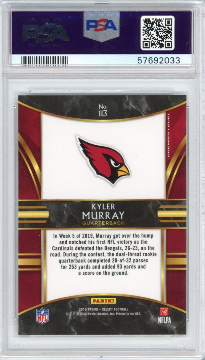 Graded 2019 Panini Select Kyler Murray #113 Rookie RC Card PSA 10 Mint