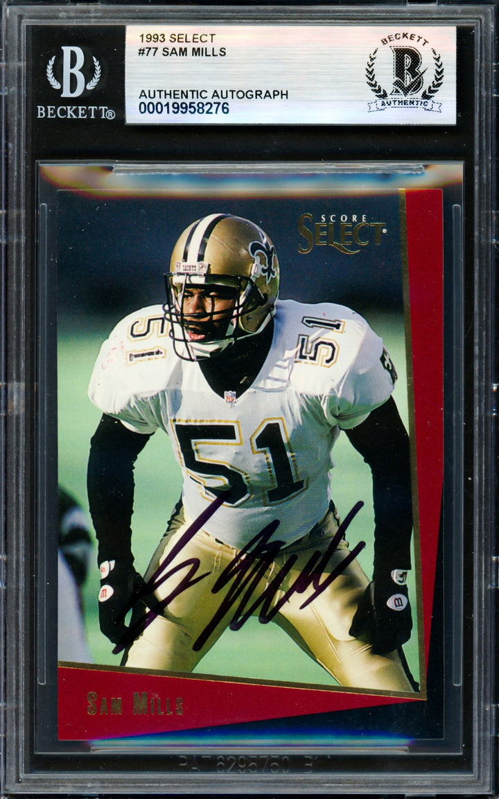 Sam Mills Signed 1993 Score Select Card #77 Saints Beckett #19958276