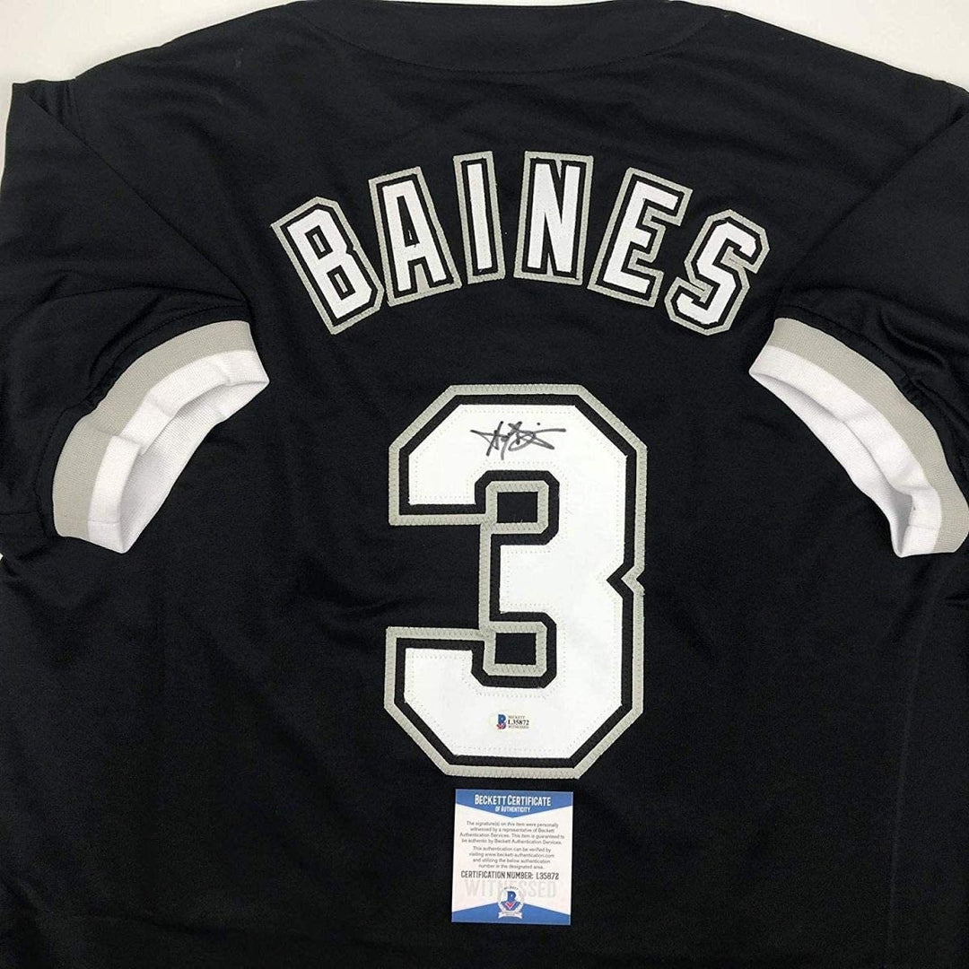 Autographed/Signed Harold Baines Chicago Black Jersey Beckett BAS COA