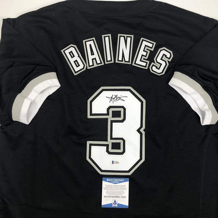 Autographed/Signed Harold Baines Chicago Black Jersey Beckett BAS COA