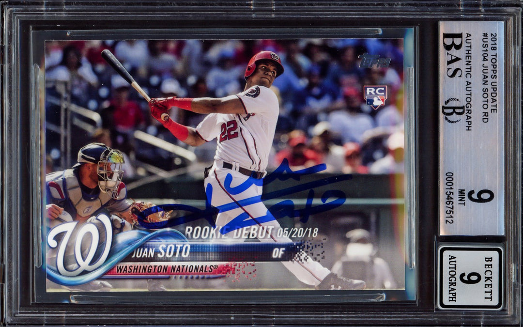 Juan Soto Auto Signed 2018 Topps Update RC US104 Mets BGS 9 Auto Mint 9 Beckett