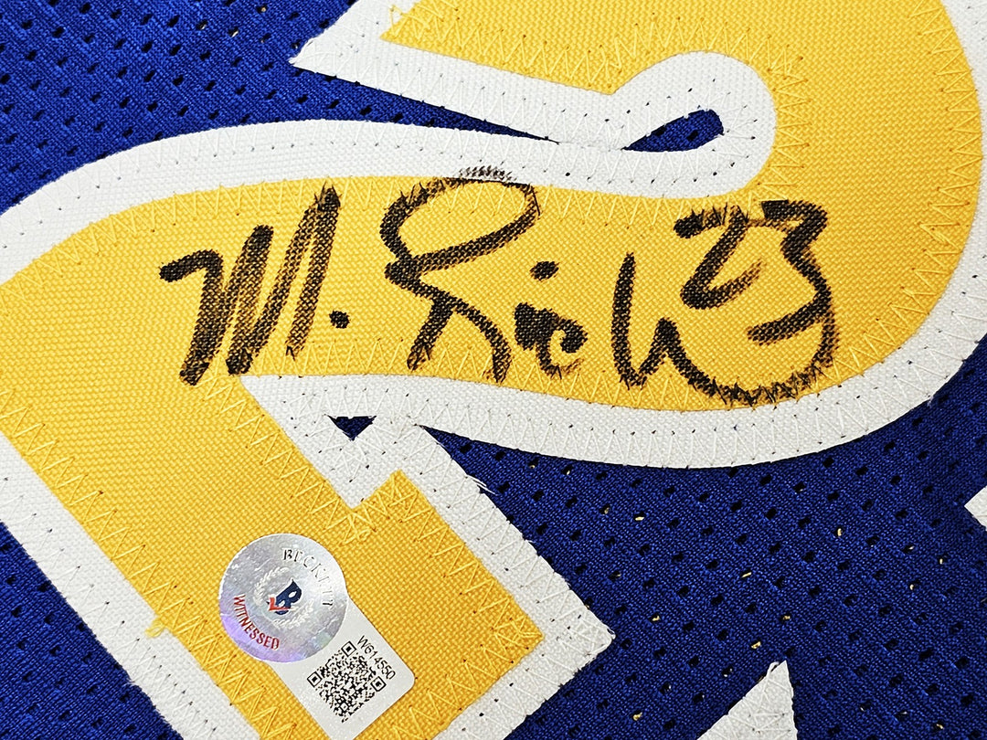 Warriors Chris Mullin, Tim Hardaway, Richmond Auto Blue Jersey Run TMC HOF BAS