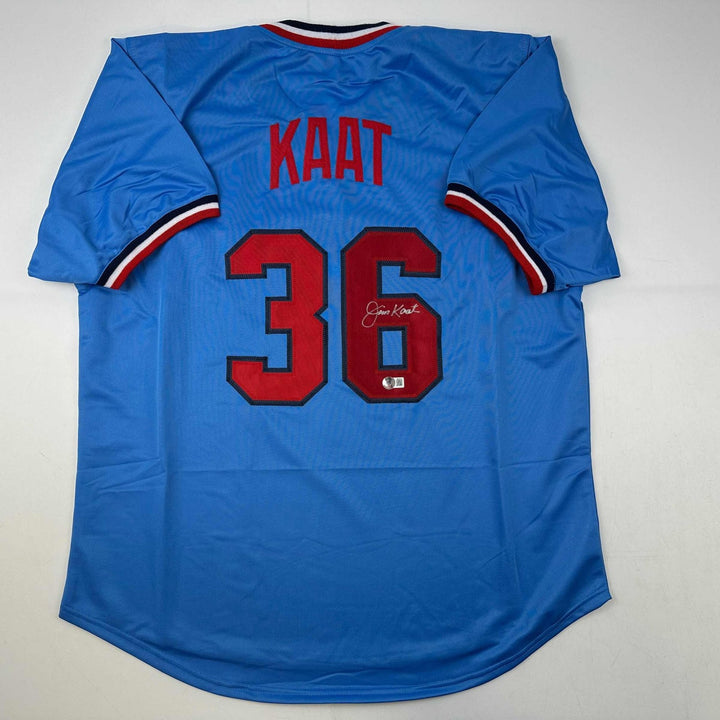 Autographed/Signed Jim Kaat Minnesota Light Blue Jersey Beckett BAS COA