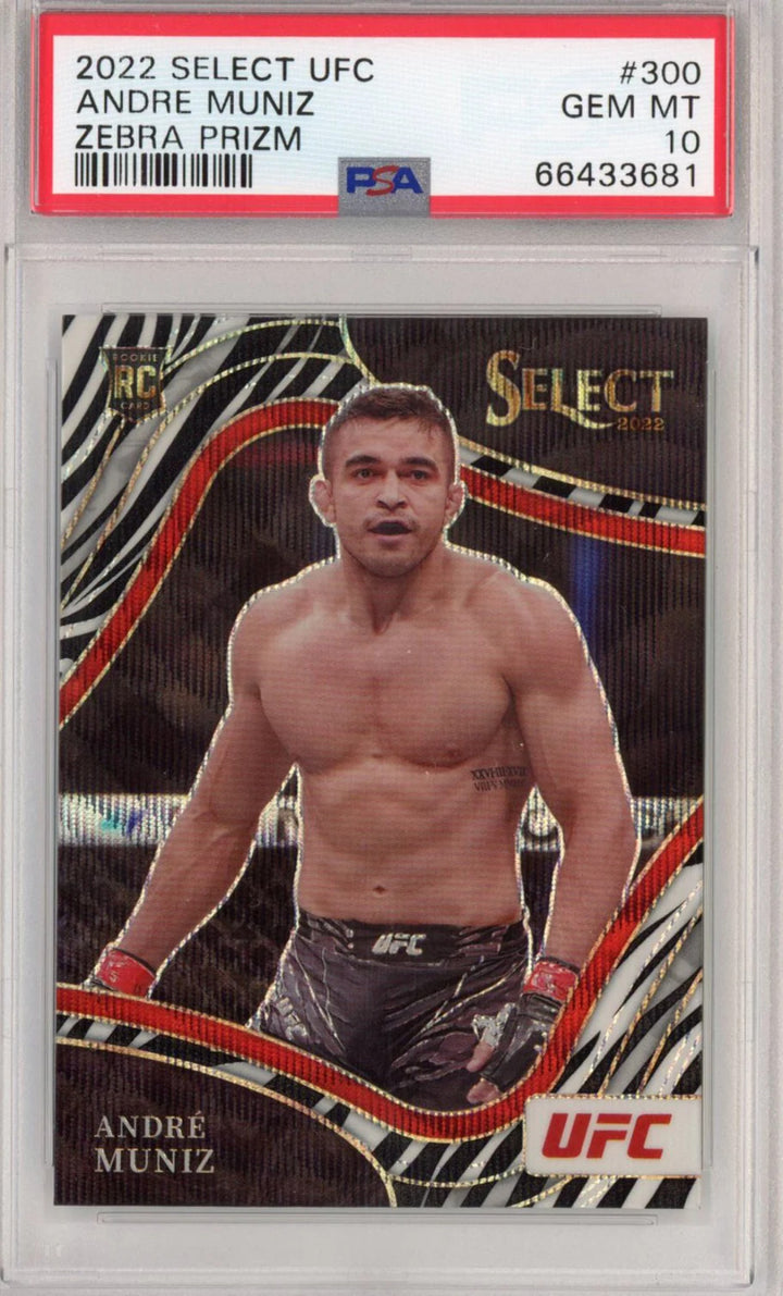 Graded 2022 Panini Select Andre Muniz #300 Zebra Prizm Rookie RC UFC Card PSA 10