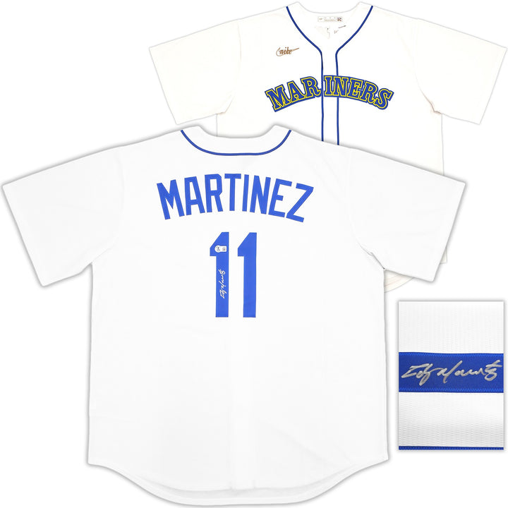 Mariners Edgar Martinez Auto White Nike Cooperstown Collection Jersey XL Beckett