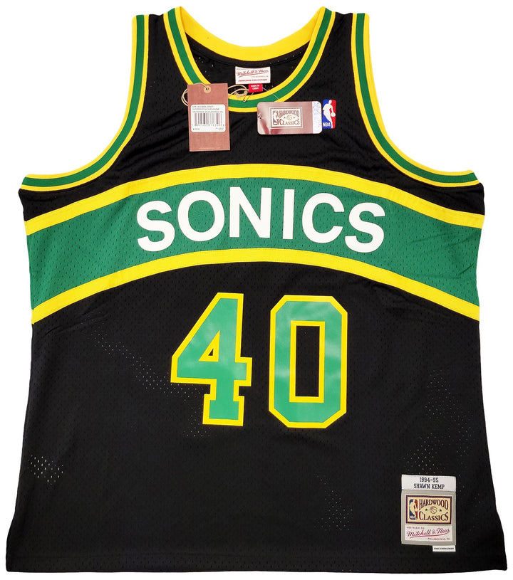 Sonics Shawn Kemp Auto Black Auth Mitchell Ness HWC Swingman Jersey 2X Reign Man