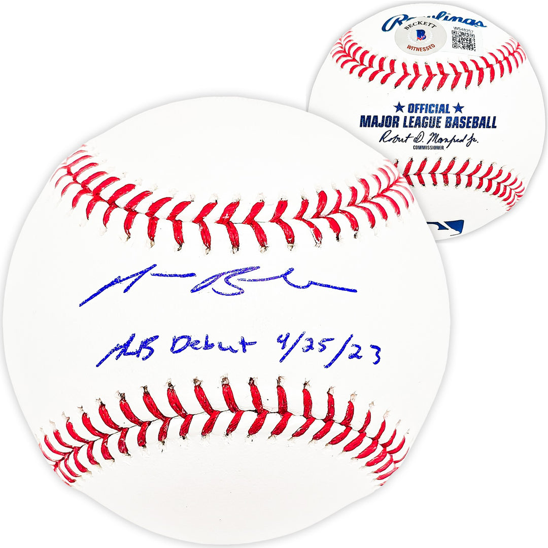 Michael Busch Signed Baseball Chicago Cubs "MLB Debut 4/25/23" Beckett Witness