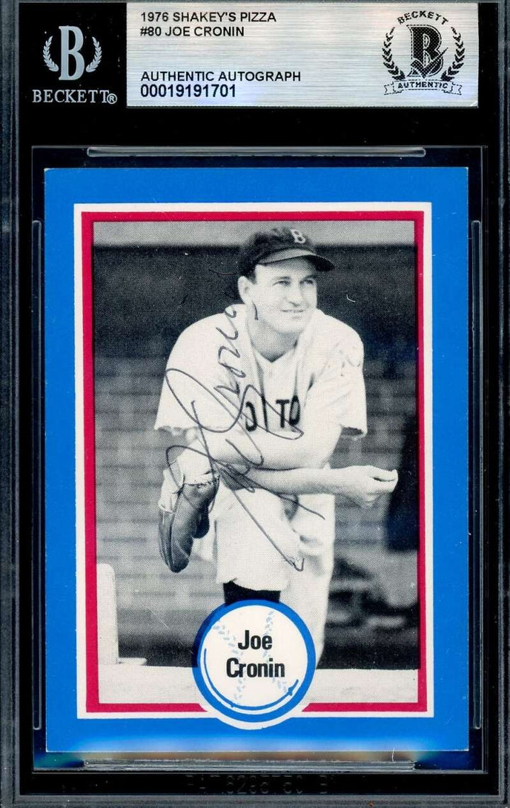 Joe Cronin Beckett BAS Signed 1976 Shakey's Pizza Autograph