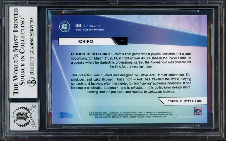 Ichiro Suzuki Auto 2020 Steve Aoki Topps X Wave Card 38 Mariners Sig 10 Beckett