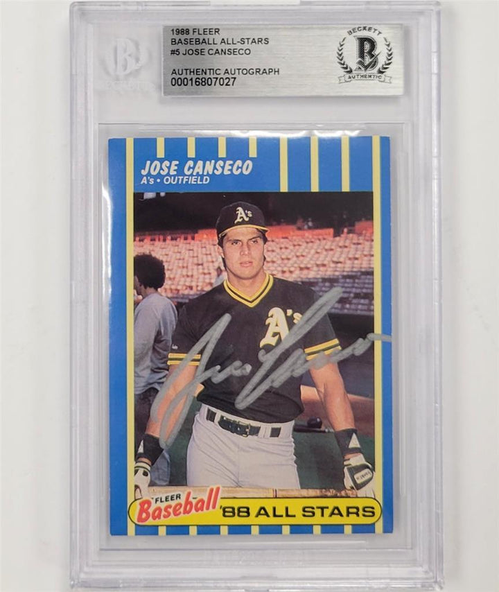 Jose Canseco signed 1988 Fleer All-Stars #5 card auto autograph Beckett BAS