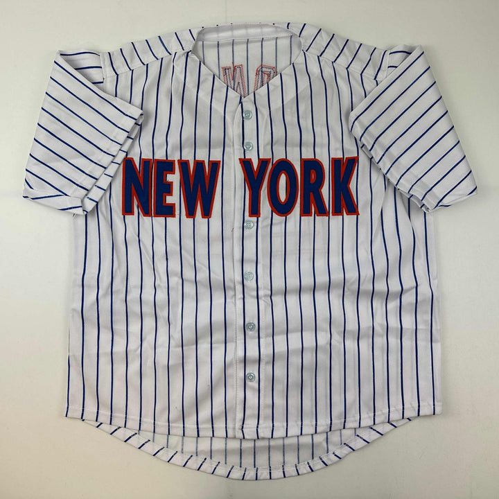 Facsimile Autographed Pete Alonso New York Pinstripe Reprint Jersey Size Mens XL