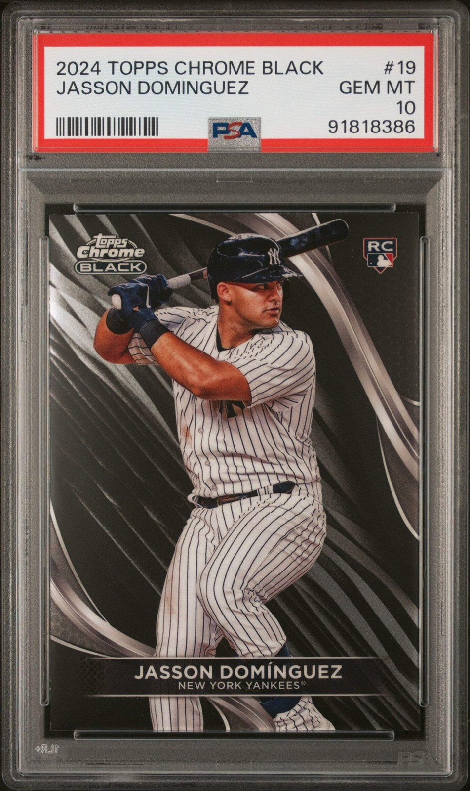 Graded 2024 Topps Chrome Black Jasson Dominguez #19 Rookie Baseball Card PSA 10