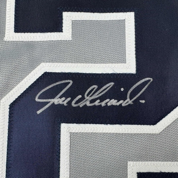 Framed Autographed/Signed Joe Girardi 35x39 New York Grey Jersey JSA COA