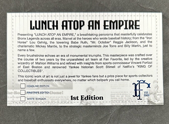 NY Yankees Lunch Atop An Empire 12x36 Litho Photo Jeter Mantle Joe Dimaggio COA