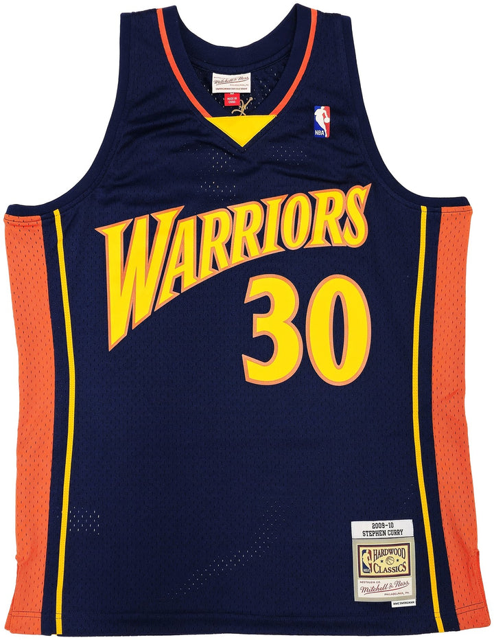 Warriors Stephen Curry Auto Blue Auth Mitchell Ness Swingman Rookie Jersey L JSA
