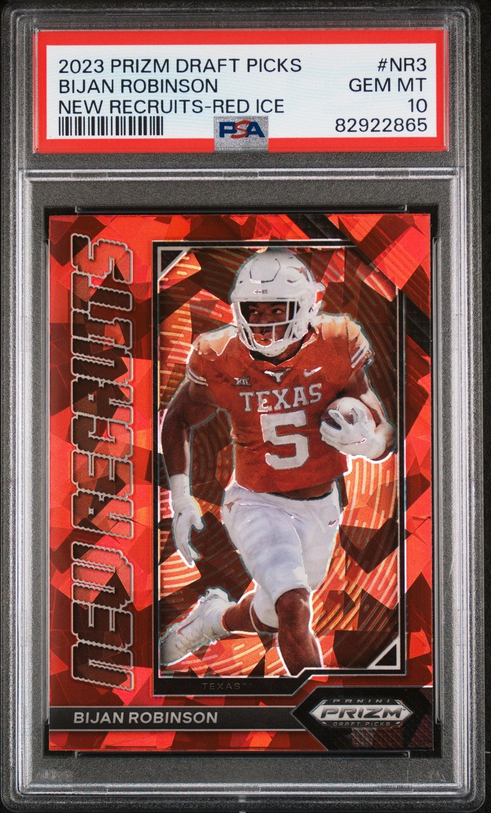 Graded 2023 Prizm DP Bijan Robinson #NR3 Red Ice Rookie RC Card PSA 10
