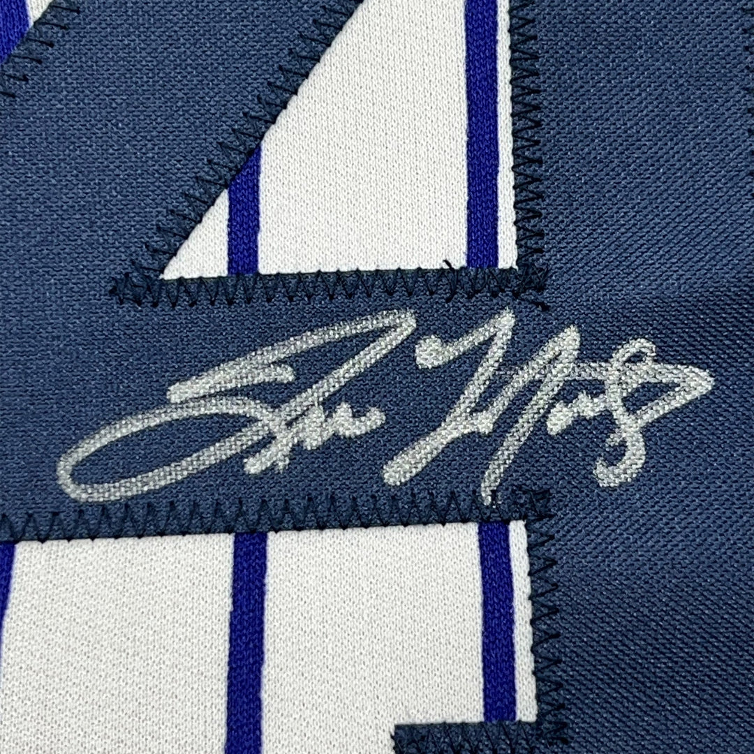 Framed Autographed/Signed Tino Martinez 33x42 Pinstripe Jersey PSA/DNA COA
