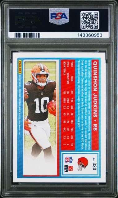 Graded 2025 Panini Donruss Quinshon Judkins #330 Rookie Card PSA 10