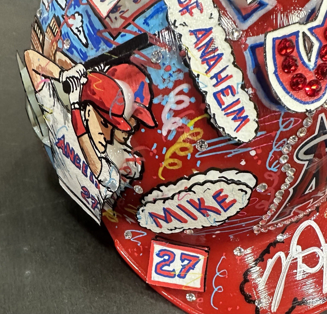 Mike Trout Signed Fazzino 3D Pop Art Angels Mini Helmet Kiiiiid /27 Auto MLB COA