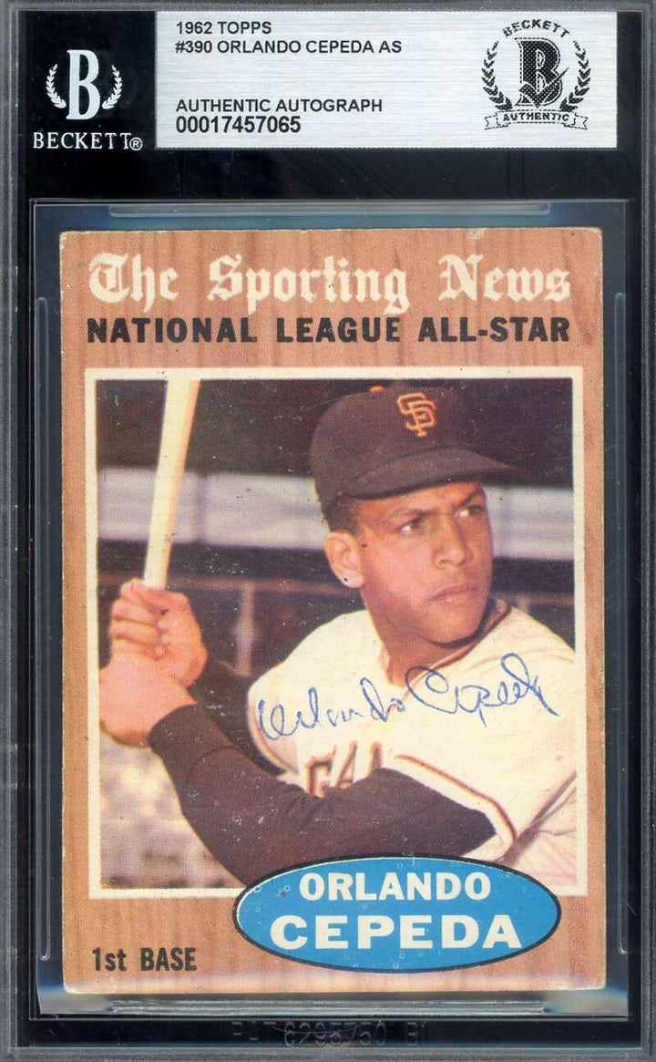 Orlando Cepeda Beckett BAS Signed 1962 Topps All Star Autograph