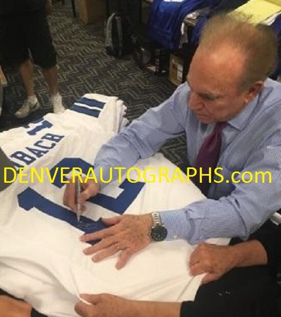 Roger Staubach Autographed/Signed Pro Style White XL Jersey BAS 25915