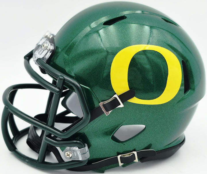 Tez Johnson Signed Oregon Ducks Green Speed Mini Helmet JSA Witness