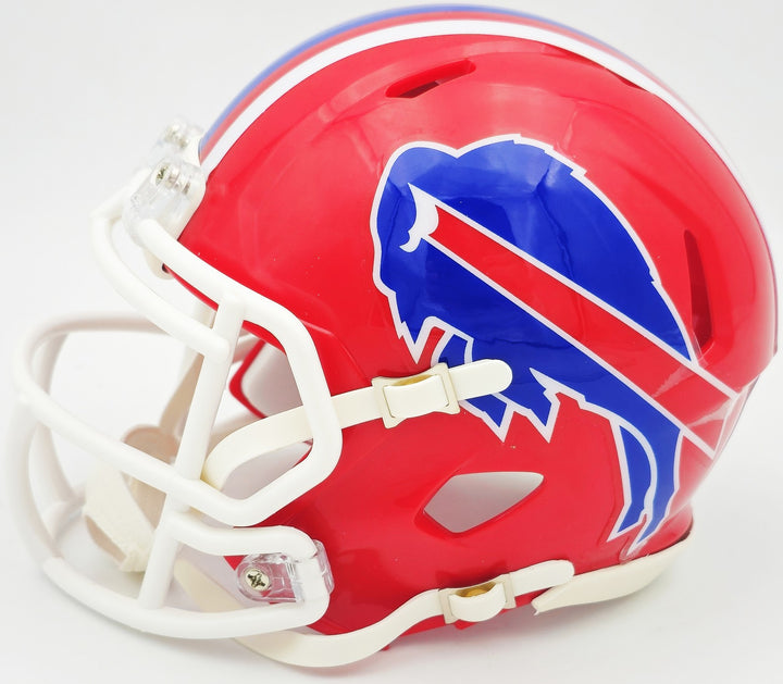 Bruce Smith Signed Bills Red Throwback 1987-2001 Speed Mini Helmet Beckett Wit
