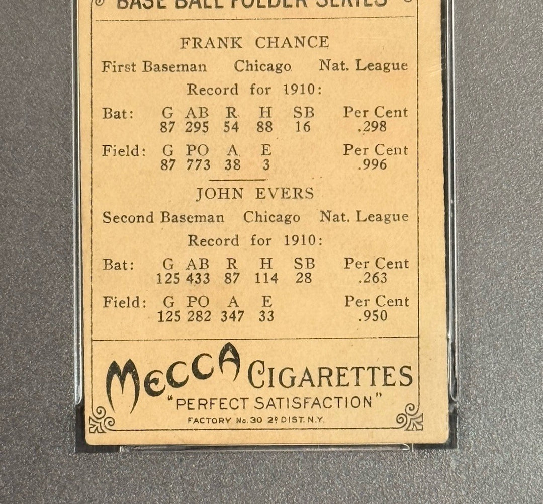 1911 T201 Mecca Frank Chance /Johnny Evers Cubs HOF PSA 5 EX Beauty Looks Nicer