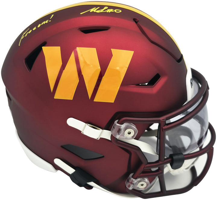Mike Sainristil Signed Maroon Riddell SpeedFlex MIDI Mid-Size Helmet Washington