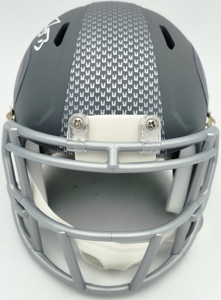 AJ Barner Signed Seattle Seahawks Slate Gray Speed Mini Helmet Beckett Witness
