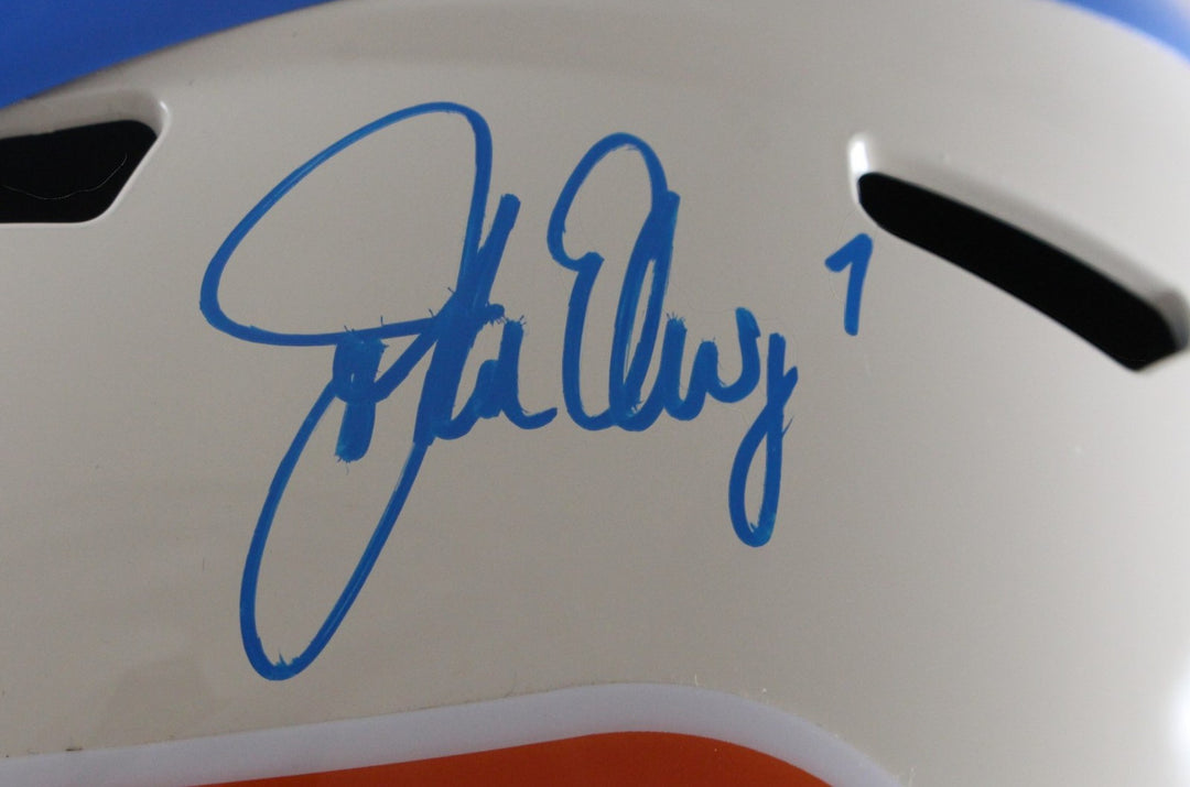 John Elway Autographed Denver Broncos F/S Retro Helmet Beckett Witness 55392