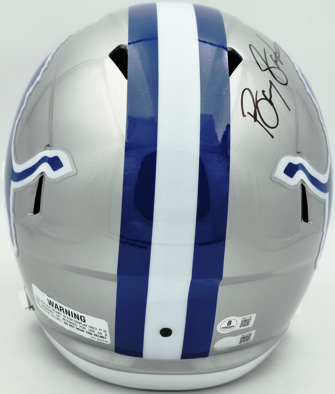 Barry Sanders Auto Lions Silver Throwback Full Size Speed Replica Helmet Beckett