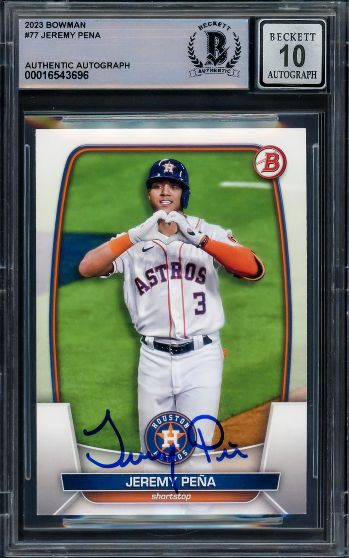Jeremy Pena Signed 2023 Bowman Card 77 Astros Auto GM 10 Full Name Beckett