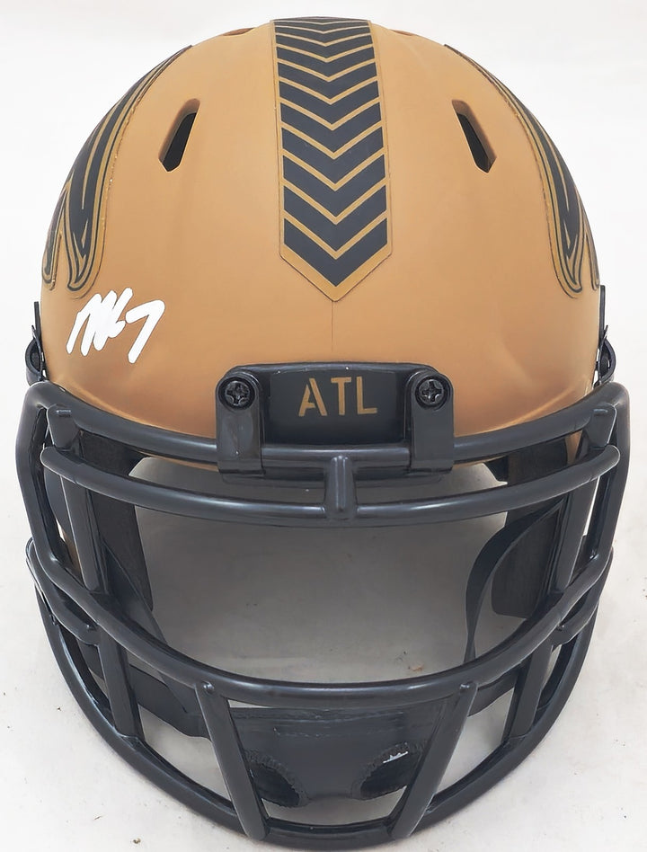 Michael Vick Signed Atlanta Falcons Camo Brown Speed Mini Helmet Beckett Wit