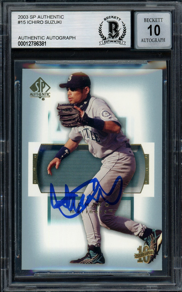 Ichiro Suzuki Signed 2003 SP Authentic Card 15 Mariners Auto GM 10 Beckett