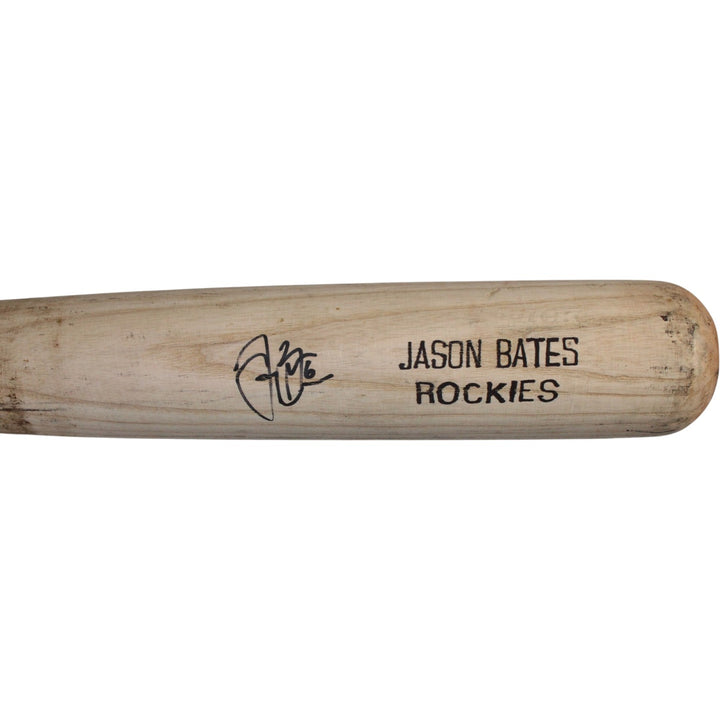 Jason Bates Autographed Colorado Rockies Game Used Rawlings Blonde Bat 53914