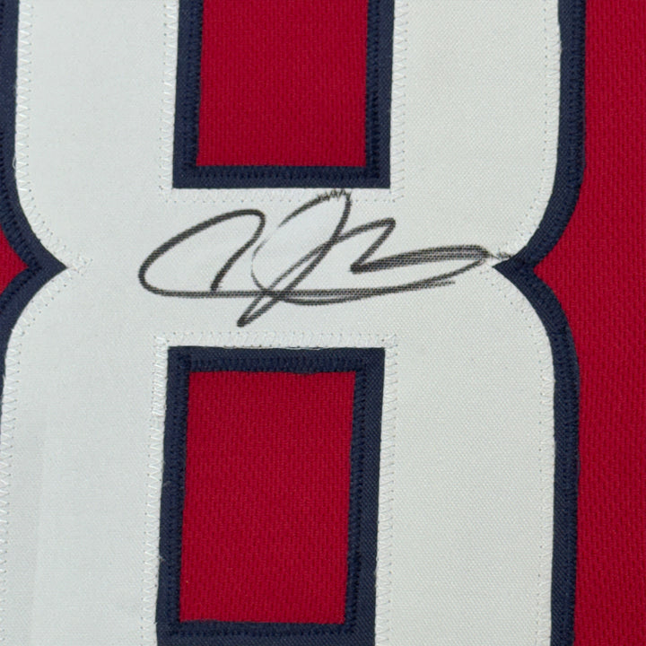 FRAMED Autographed/Signed ANDRE JOHNSON 33x42 Houston Red Jersey JSA COA Auto