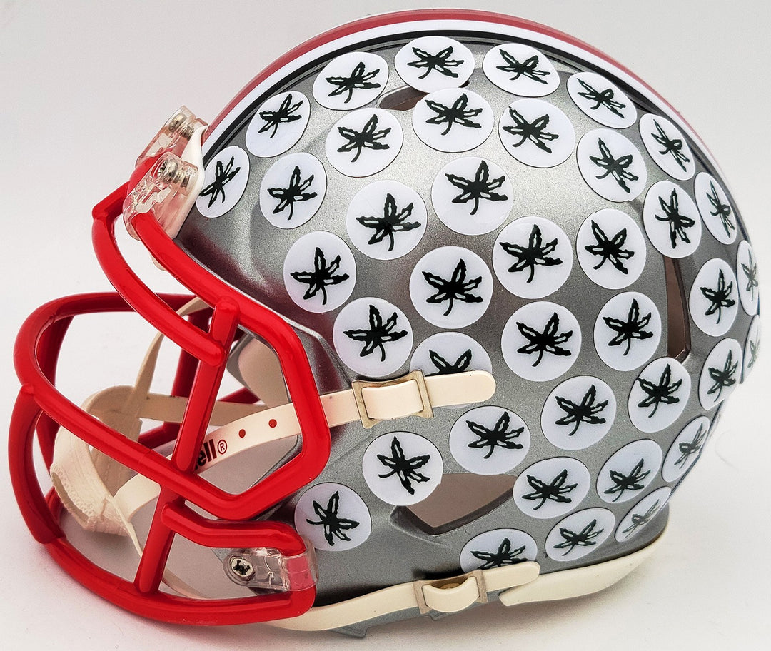 TreVeyon Henderson Auto Ohio State Buckeyes Flash Silver Mini Helmet Beckett