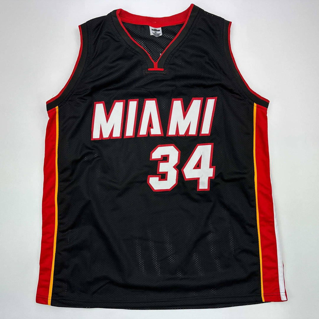 Facsimile Autographed Ray Allen Miami Black Reprint Jersey Size Men's XL