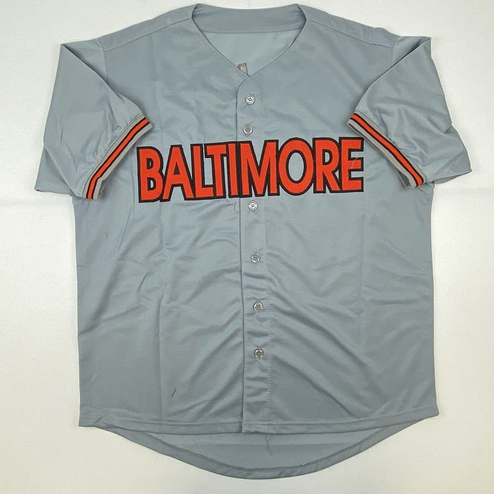 Autographed/Signed Jim Palmer HOF 1990 Baltimore Grey Jersey JSA COA
