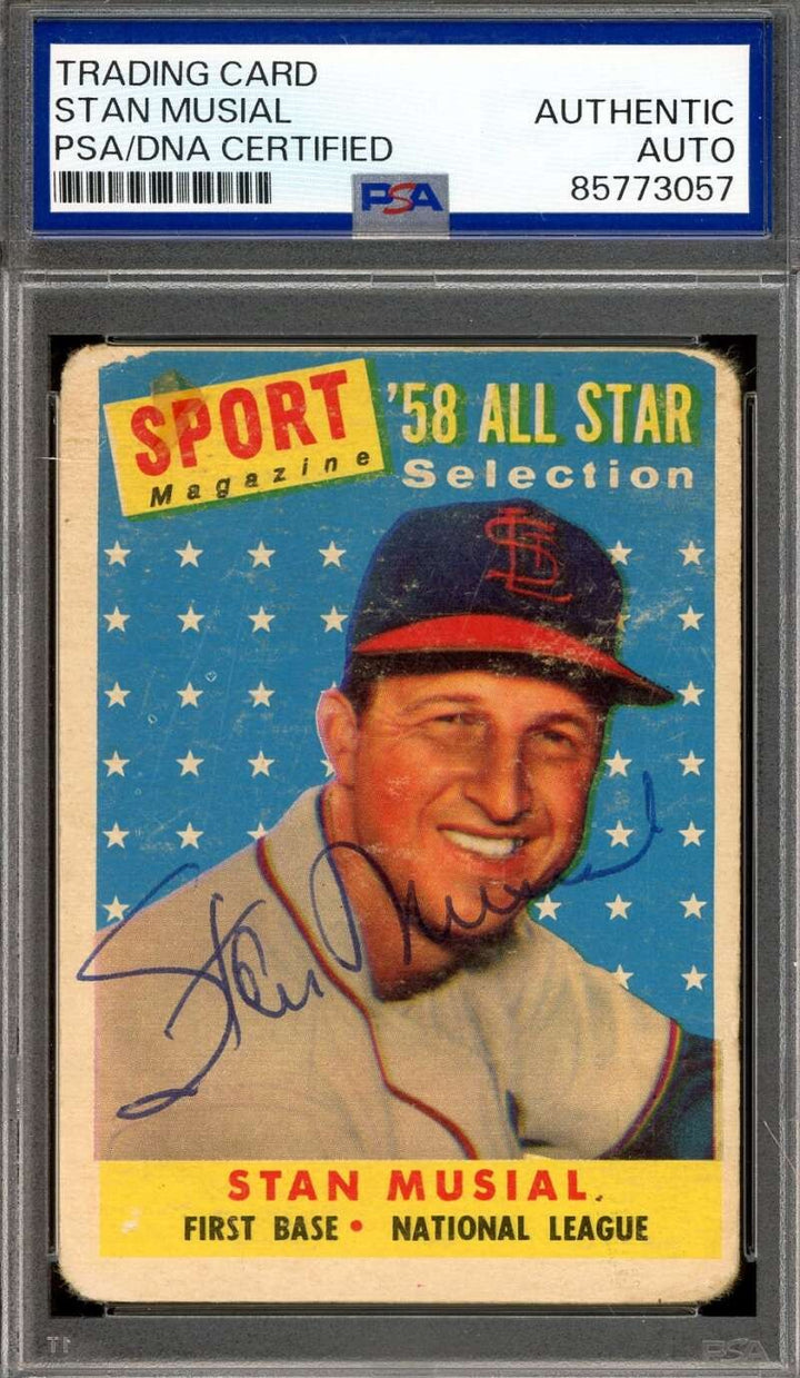 Stan Musial PSA DNA Vintage Signed 1958 Topps All Star Autograph