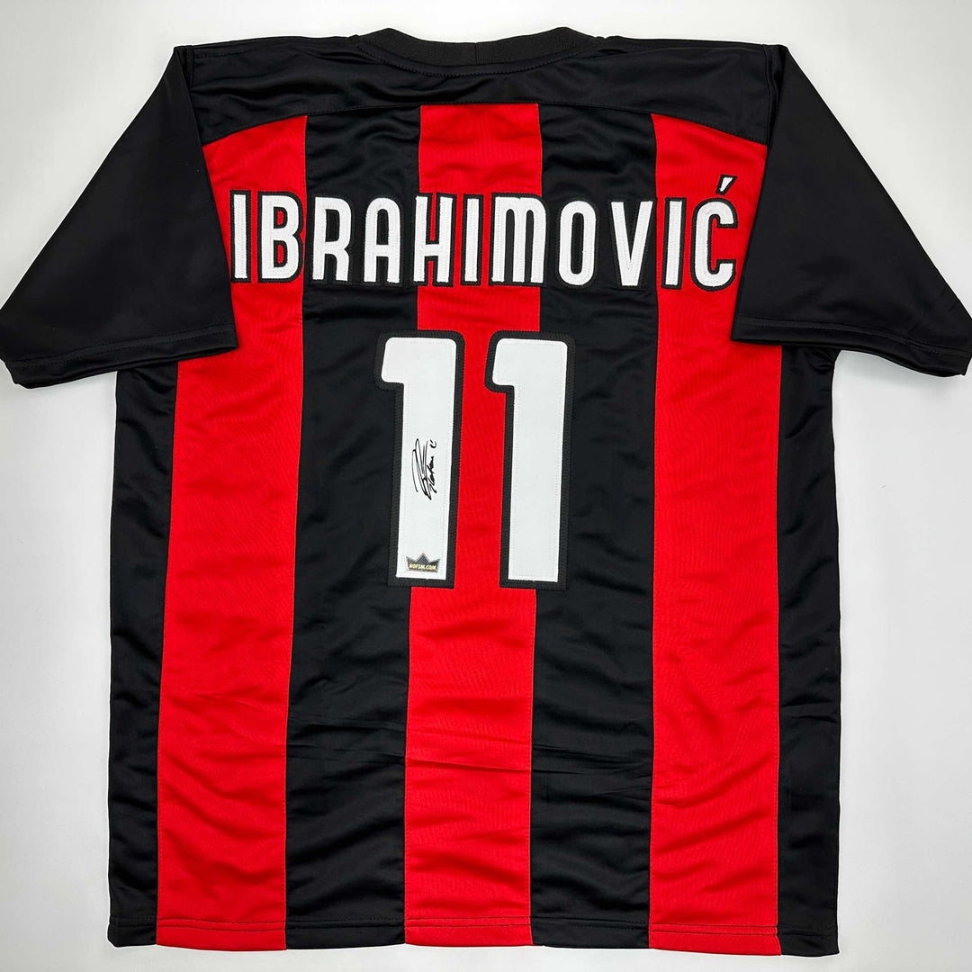 Facsimile Autographed Zlatan Ibrahimovic AC Milan Black/Red Reprint Jersey XL