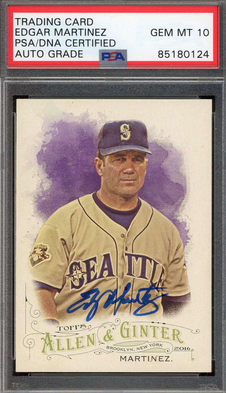 Edgar Martinez Gem Mint 10 PSA DNA Signed 2016 Topps Allen and Ginter Mariners A