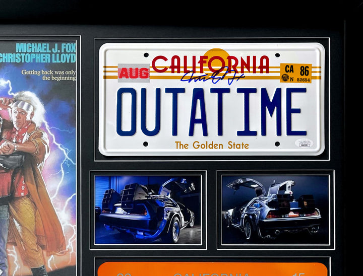Back to Future Michael J. Fox Christopher Lloyd Signed Plate Collage Framed JSA