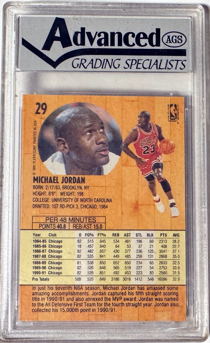 Michael Jordan 1991-92 Fleer Card #29- Advanced Grading 10 Gem Mint (Bulls/HOF)
