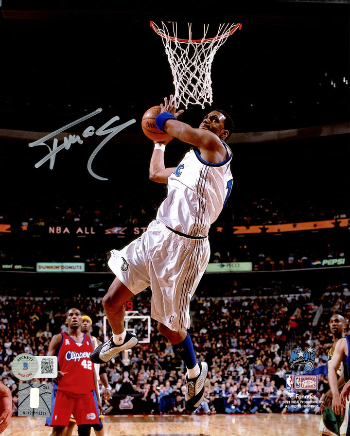 Tracy McGrady Signed 8x10 Photo Orlando Magic Dunk Beckett BAS Witness