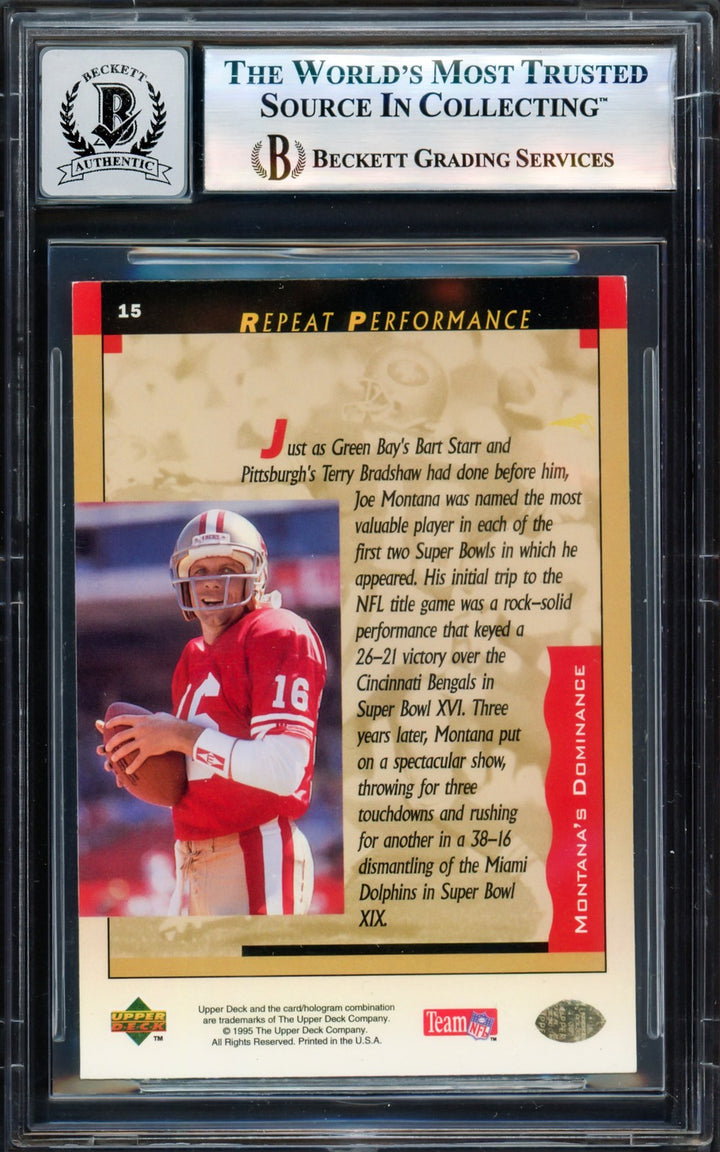 Joe Montana Autographed Signed 1995 Upper Deck Card 15 49ers Auto GM 10 Beckett