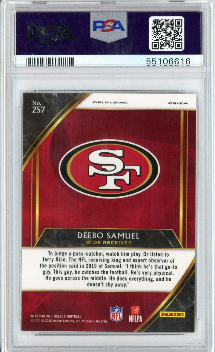 Graded 2019 Panini Select Deebo Samuel #257 Silver Prizm RC Football Card PSA 10