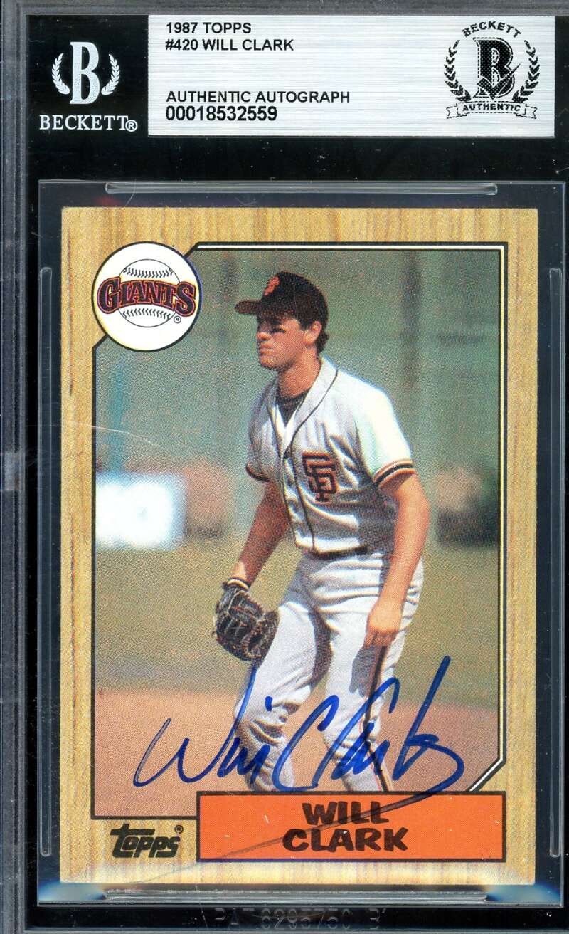 Will Clark Beckett BAS Signed 1987 Topps Rookie Autograph