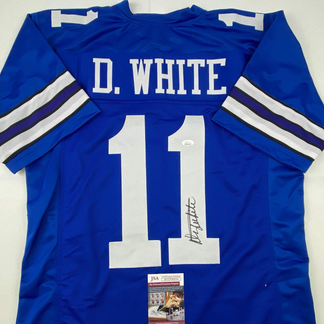 Autographed/Signed Danny White Dallas Retro Blue Football Jersey JSA COA Auto